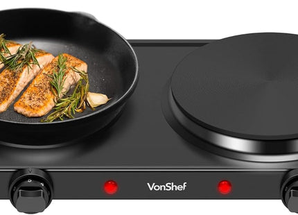 VonShef Portable Double Electric Hob 2500W, Twin Hot Plate Cooker
