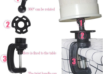 22 Inch Canvas Wig Head with Clamp Stand & Styling Accessories