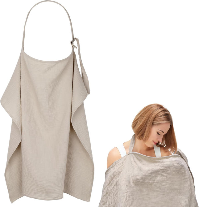 Huiguli 100% Cotton Muslin Breastfeeding Nursing Cover 75 x 110cm – Khaki