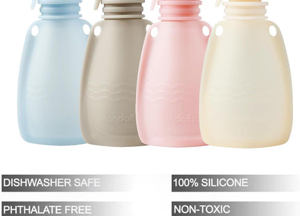 PandaEar Reusable Silicone Baby Food Pouches 4 Pack – 5oz BPA-Free