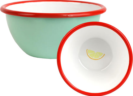 Talking Tables Bon Appetit Handmade Enamel Bowl 12cm – Lemon Aqua, Dishwasher Safe