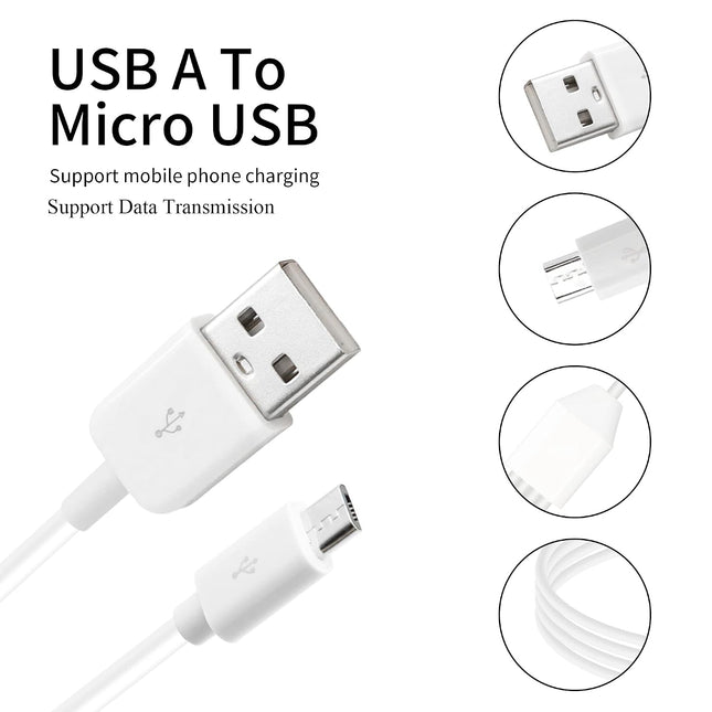 QIANRENON 4-in-1 Micro USB B Data & Charging Cable 1.5M – White