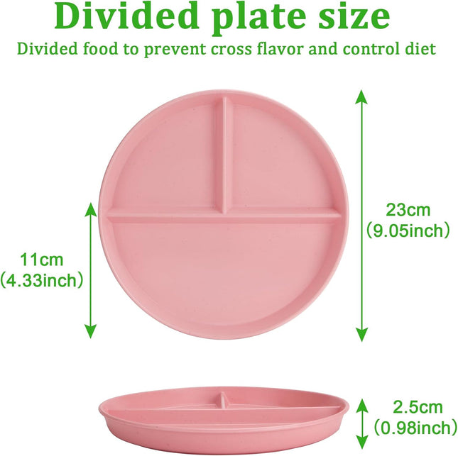 CSYY 4pc 9 Inch Divided Portion Control Dinner Plates – Multicolour