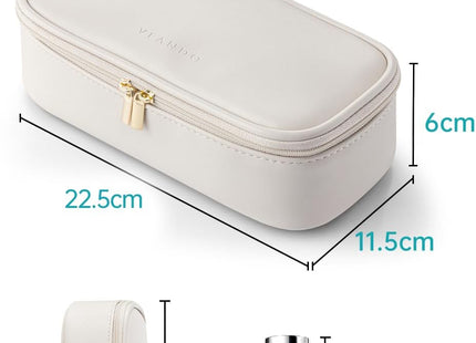 VLANDO Large Travel Makeup Bag with Brush Compartment – Apricot White