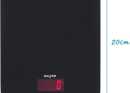Salter Digital Kitchen Scale 10KG Glass Platform with Backlit Display – Black