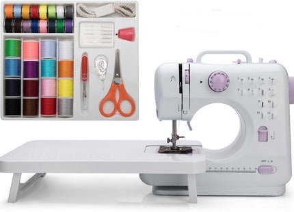Astrowinter Mini Sewing Machine 12 Stitch Patterns & Extension Table – White
