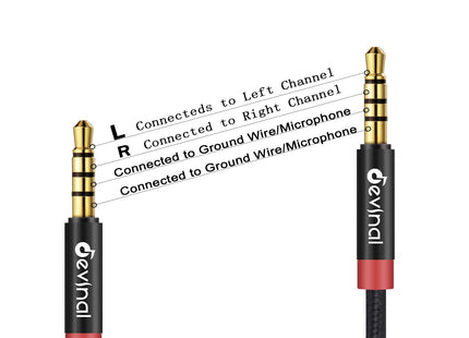 Devinal 2 Pack 1M 3.5mm TRRS Aux Cables 4-Pole Nylon Braided Audio Cord