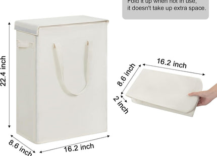 Chrislley 45L Slim Laundry Basket with Lid – Collapsible Tall Laundry Hamper