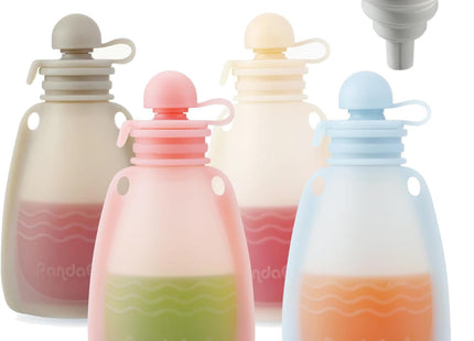 PandaEar Reusable Silicone Baby Food Pouches 4 Pack – 5oz BPA-Free