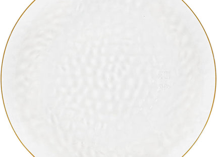18 Pack 10" Hammered Clear Plastic Dinner Plates with Gold Rim
