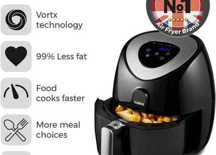 Tower Vortx Digital Air Fryer 4.3L 1500W With Rapid Air Circulation – Black T17024