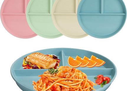 CSYY 4pc 9 Inch Divided Portion Control Dinner Plates – Multicolour