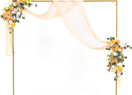 VINCIGANT Gold Square Wedding Arch Stand 6.6ft – Metal Backdrop Frame with Water Bags