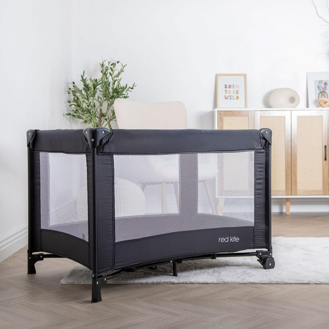Red Kite Sleep Tight Travel Cot – Lightweight, Compact & Easy-Fold, Black