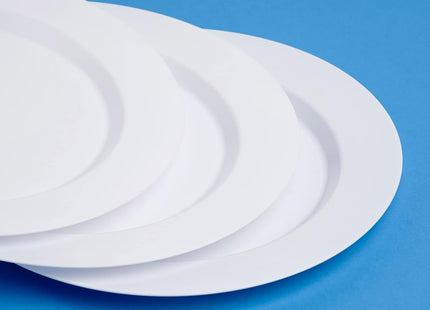 STACKABLES 16 Pack 10.25" Reusable Hard Plastic Dinner Plates – White