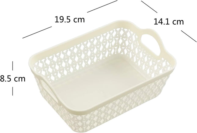 Bblina Mini Storage Tray, Plastic Storage Basket Trays Set of 12 With Handles, (White/Grey)