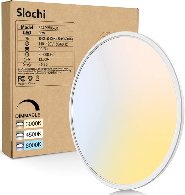 Slochi 40cm 36W Dimmable LED Ceiling Light with Remote – White