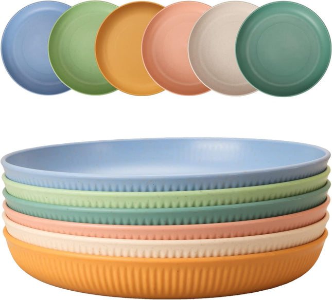 CSYY 6pc 9 Inch Unbreakable Deep Dinner Plates – Colourful