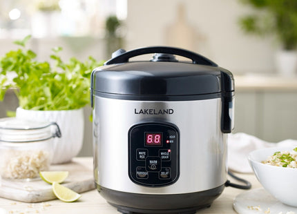 Lakeland Digital Rice Cooker 1L 400W – White & Brown Rice, Porridge, With Delay Timer
