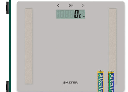 Salter Compact Glass Body Analyser Bathroom Scale 150kg Grey with BMI - USED