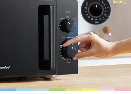 COMFEE' 20L Compact Solo Microwave 700W with Inverter & 5 Power Levels – Black
