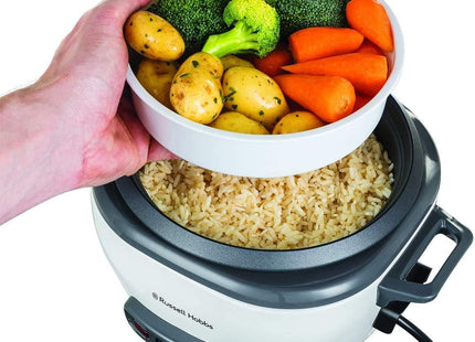 Russell Hobbs 6 Portion Rice Cooker – 0.8L, Steamer Basket, 300W