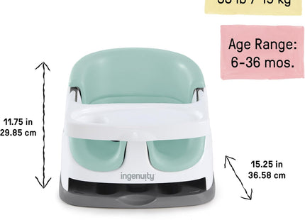 Ingenuity Baby Base 2-in-1 Booster Seat Mist – Feeding & Dining Seat with Tray