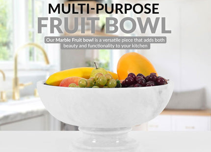 Radicaln Marble Fruit Bowl 10" – Handmade White Stone Serving Bowl