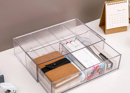 YAKALIKA Clear Desk Organiser Drawer with Adjustable Compartments PH370