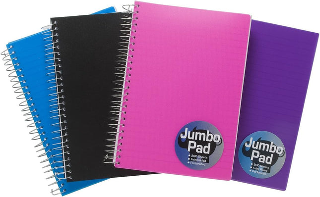 Tiger A5 Jumbo Spiral Notebook – 200 Sheets, Assorted Colours, x 1 single notebook