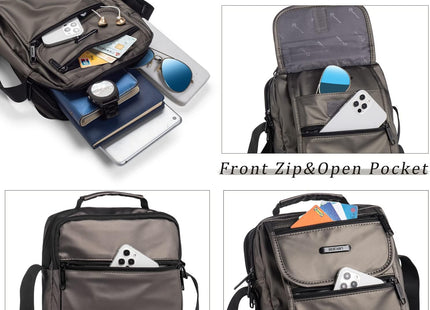 Men's Waterproof Crossbody Messenger Bag with Multiple Pockets – Khaki