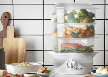 Russell Hobbs 21140 3 Tier Electric Food Steamer 9L 800W White
