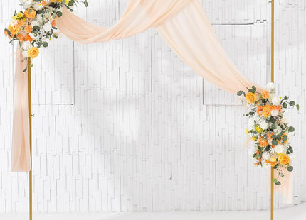 VINCIGANT Gold Square Wedding Arch Stand 6.6ft – Metal Backdrop Frame with Water Bags