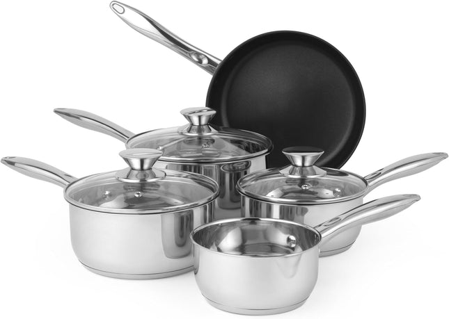 Russell Hobbs 5 Piece Pan Set – Stainless Steel Induction Cookware