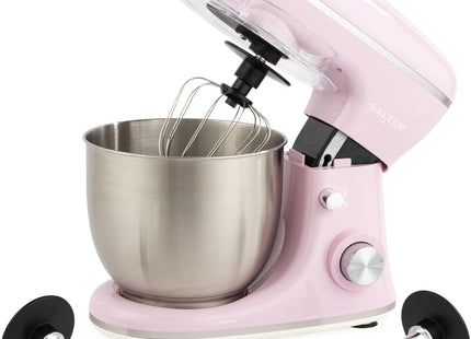 Salter Retro Stand Mixer – 5L Electric Kitchen Food Mixer, 1300W, Pink - Used