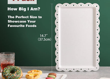 Artliving Plastic Serving Trays 4 Pack White 14 x 9 Inch Food Serving Platters
