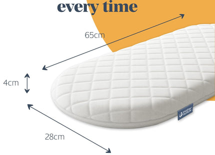 Mother Nurture Classic Foam Moses Basket Mattress 65 x 28 x 4cm