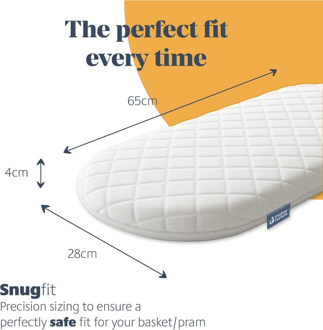 Mother Nurture Classic Foam Moses Basket Mattress 65 x 28 x 4cm