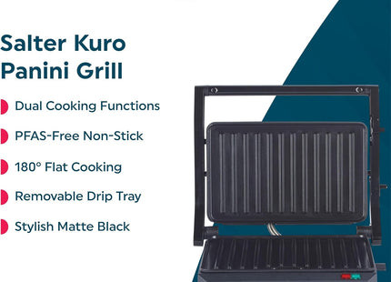 Salter Kuro Health Grill & Panini Maker 850W – Fold-Out Sandwich Press & Steak Grill