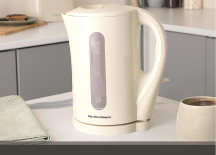Hamilton Beach Essentials 1.7L Electric Kettle, Auto Shut Off, HB1107C – Cream