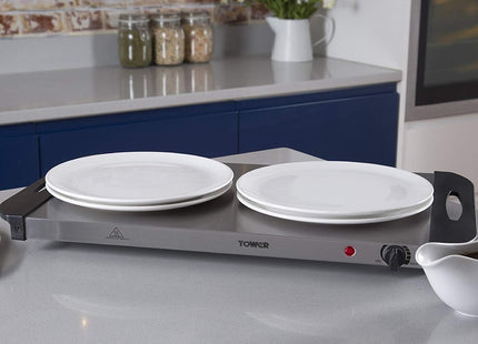 Tower Three Tray Buffet Server & Plate Warmer – 3 x 1.5L, Stainless Steel