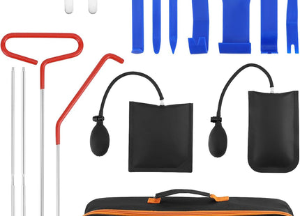 QWORK 17 Piece Car Emergency Tool Kit – Long Reach Grabber & Air Wedge Set