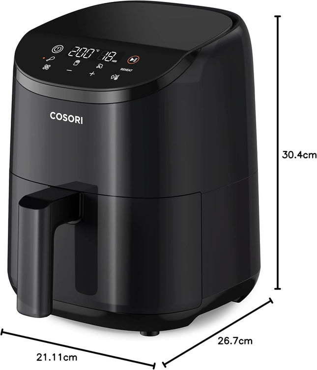 COSORI 2L Compact Smart Air Fryer 900W – Digital Touch Control, Matt Black
