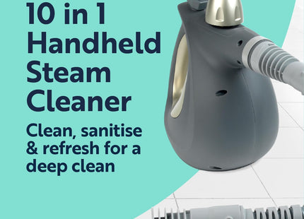 Beldray BEL0701TT 10-in-1 Handheld Steam Cleaner 1000W Multi Surface Cleaner Grey