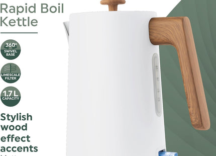Salter Toronto 1.7L Kettle – 3000W Rapid Boil with Wood Effect Design