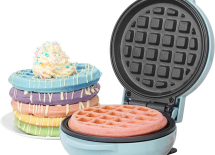 Giles & Posner Sorbet Mini Waffle Maker 550W Non-Stick 11.5cm Plate Pastel Blue