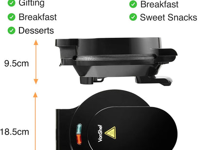 VonShef 3-in-1 Waffle, Doughnut & Brownie Maker – 800W