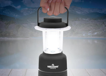 Milestone Camping 52560 12 LED Lantern with Compass & Dimmer – Black