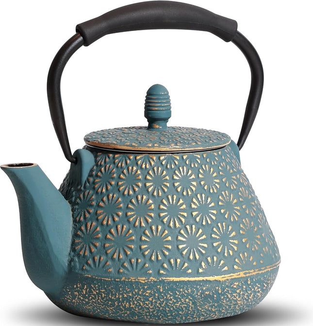 GUANGHEIRON 950ml Cast Iron Teapot with Infuser – Blue Sakura