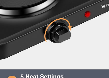 VonShef Portable Double Electric Hob 2500W, Twin Hot Plate Cooker